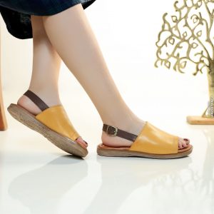 רועי - סנדל עור - צהוב
